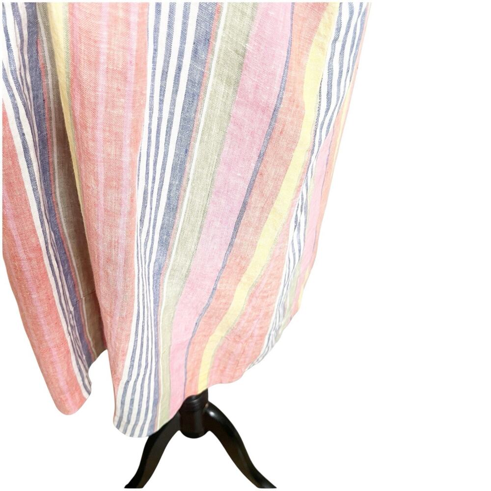 Sundays Striped Linen Sheath Dress Multicolor Size 2/Medium V-Neck Boho Beachy - Picture 9 of 16